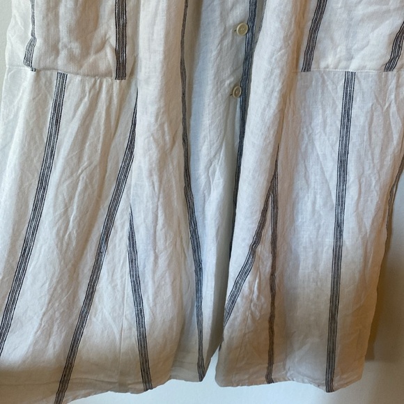 Reformation Brienne Midi Dress 100% Linen V Neck Button Black White Striped 8 - Picture 4 of 14